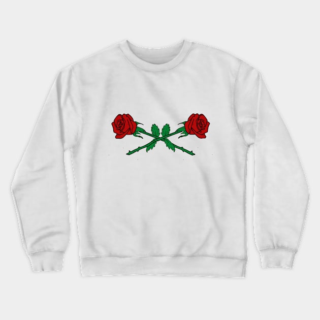 Double Rose Red Crewneck Sweatshirt by deadlydelicatedesigns